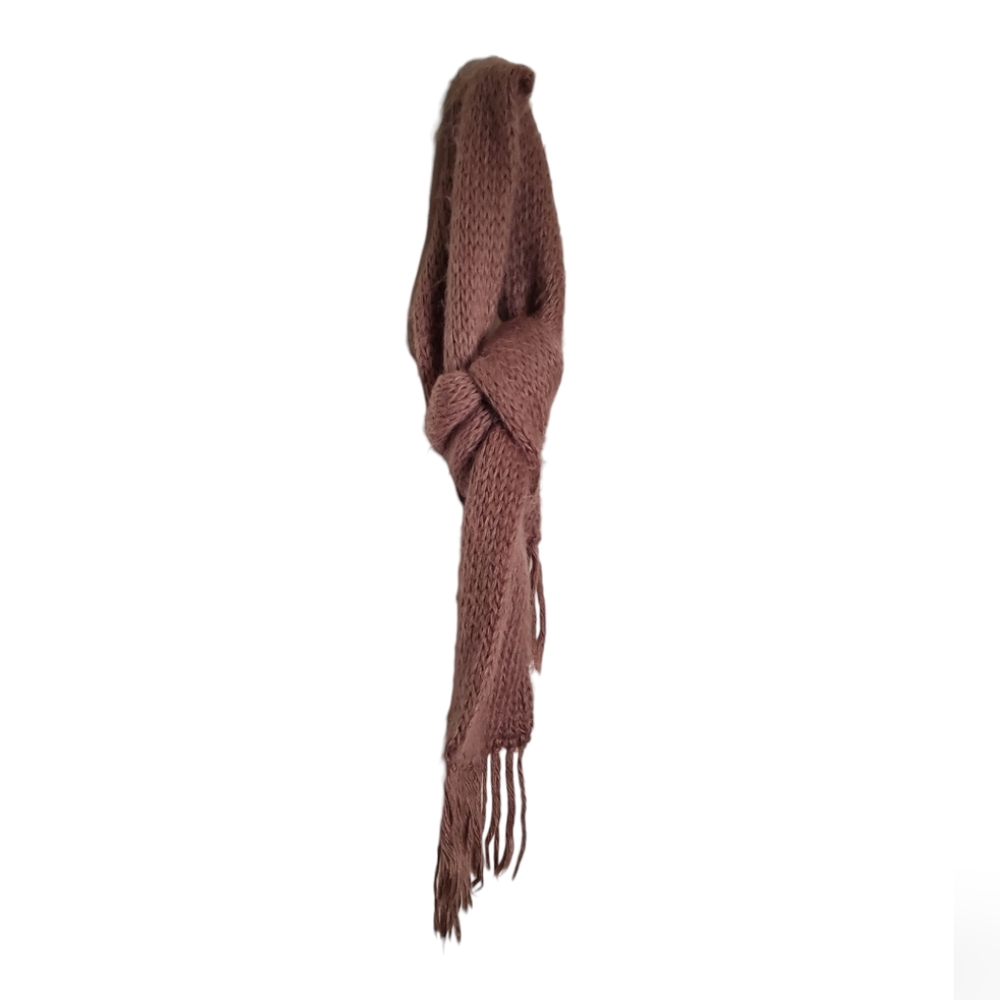 Vintage 80s Cocoa Brown Woven Winter Scarf